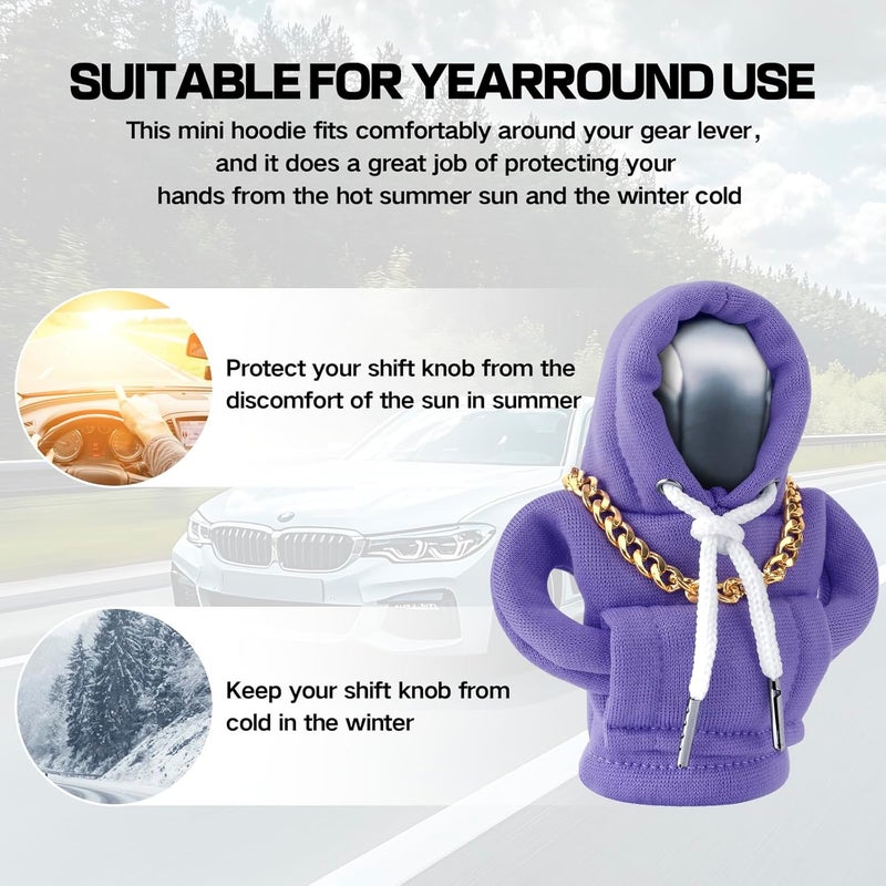 PLALEI Gear Shift Hoodie, Funny Car Gear Shift Cover, Cute Car Shift Knob Hoodie, Automotive Interior Accessories, Universal Fit Knob Cover Gift (Purple) - Image 5